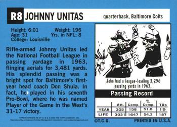 2000 Topps - Johnny Unitas Reprints #R8 Johnny Unitas Back