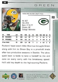 2000 Upper Deck Encore #86 Ahman Green Back