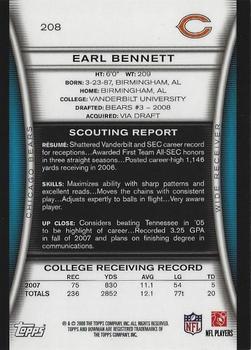 2008 Bowman - Gold #208 Earl Bennett  Back