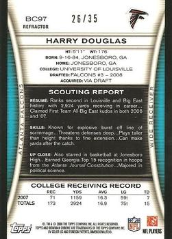 2008 Bowman Chrome - Rookie Autographs Blue Refractors #BC97 Harry Douglas Back