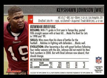 2001 Bowman #4 Keyshawn Johnson Back