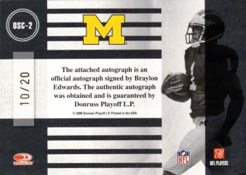 2008 Donruss Classics - Old School Colors Autographs #OSC-2 Braylon Edwards Back