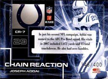 2008 Donruss Elite - Chain Reaction Black #CR-7 Joseph Addai Back