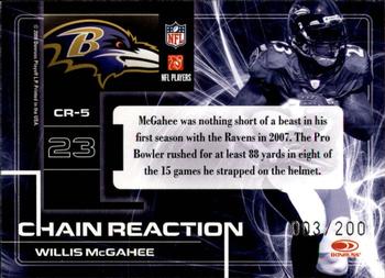 2008 Donruss Elite - Chain Reaction Red #CR-5 Willis McGahee Back