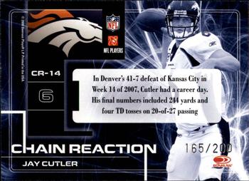 2008 Donruss Elite - Chain Reaction Red #CR-14 Jay Cutler Back