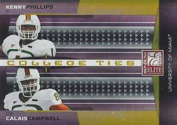 2008 Donruss Elite - College Ties Combos Gold #CTC-8 Kenny Phillips / Calais Campbell Front