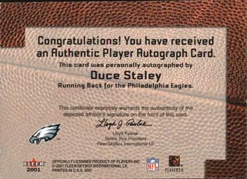 2001 Fleer Tradition - Autographics #NNO Duce Staley Back