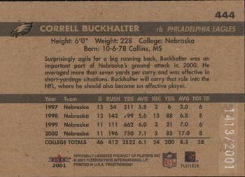 2001 Fleer Tradition Glossy #444 Correll Buckhalter Back
