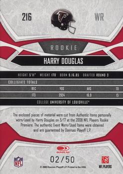 2008 Donruss Gridiron Gear - Rookie Gridiron Gems Jerseys #216 Harry Douglas Back
