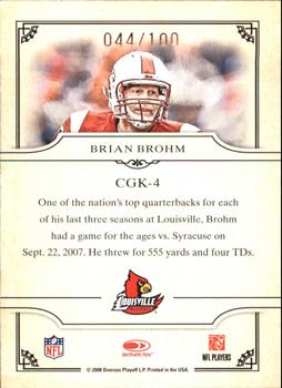 2008 Donruss Threads - College Gridiron Kings Framed Red #CGK-4 Brian Brohm Back