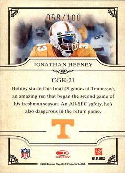 2008 Donruss Threads - College Gridiron Kings Framed Red #CGK-21 Jonathan Hefney Back