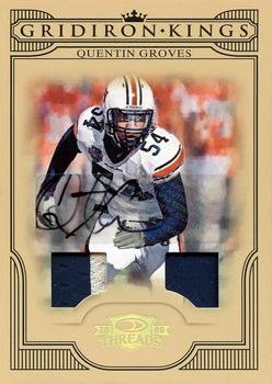 2008 Donruss Threads - College Gridiron Kings Material Autographs Prime #CGK-29 Quentin Groves Front