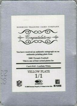 2008 Donruss Threads - Printing Plates Yellow #143 LenDale White Back