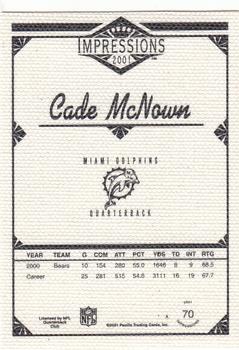 2001 Pacific Canvas Impressions #70 Cade McNown Back
