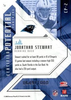 2008 Leaf Certified Materials - Certified Potential #CP-2 Jonathan Stewart Back