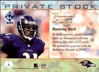 2001 Pacific Private Stock #8 Jamal Lewis Back