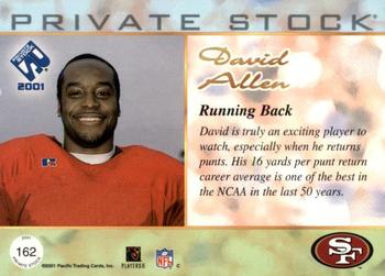 2001 Pacific Private Stock #162 David Allen Back