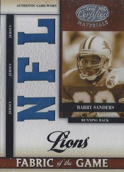 2008 Leaf Certified Materials - Fabric of the Game NFL Die Cut #FOG-3 Barry Sanders Front