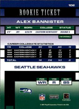 2001 Playoff Contenders #102 Alex Bannister Back