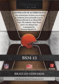 2008 Leaf Limited - Banner Season Materials Prime #BSM-13 Braylon Edwards Back