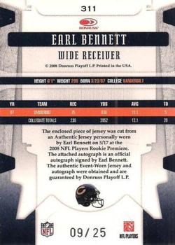 2008 Leaf Limited - Gold Spotlight #311 Earl Bennett Back