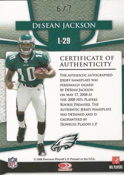 2008 Leaf Limited - Lettermen #L-29 DeSean Jackson Back