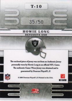 2008 Leaf Limited - Team Trademarks Materials Prime #T-10 Howie Long Back