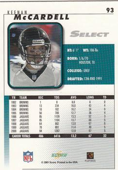 2001 Score Select #93 Keenan McCardell Back