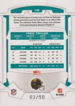 2008 Leaf Rookies & Stars - Materials Emerald Prime #45 Fred Taylor Back