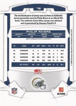 2008 Leaf Rookies & Stars - Materials Gold #78 Philip Rivers Back