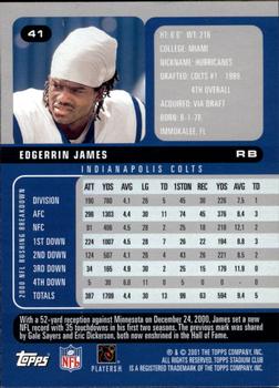 2001 Stadium Club #41 Edgerrin James Back