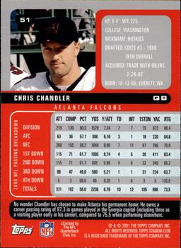 2001 Stadium Club #51 Chris Chandler Back