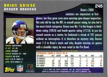 2001 Topps #246 Brian Griese Back