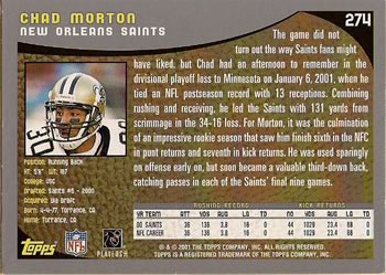 2001 Topps #274 Chad Morton Back