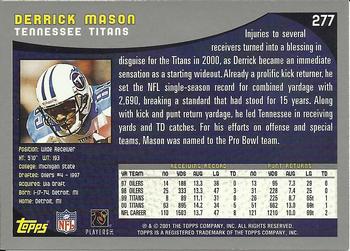 2001 Topps #277 Derrick Mason Back