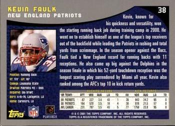 2001 Topps #38 Kevin Faulk Back