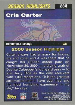 2001 Topps #284 Cris Carter Back