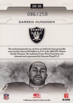 2008 Leaf Rookies & Stars - Studio Rookies Materials #SR-30 Darren McFadden Back