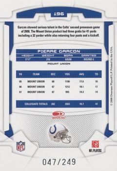2008 Leaf Rookies & Stars - Longevity Silver #196 Pierre Garcon Back