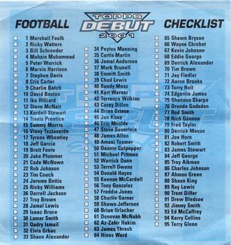 2001 Topps Debut #NNO Checklist Front