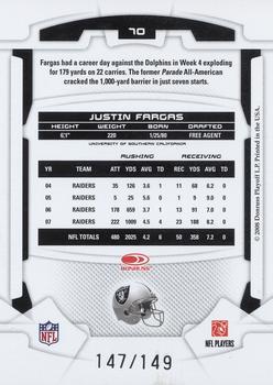 2008 Leaf Rookies & Stars Longevity - Sapphire #70 Justin Fargas Back