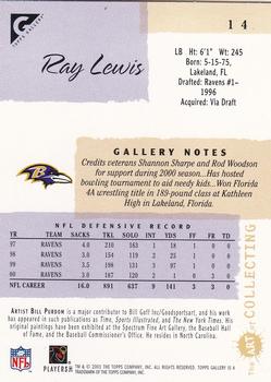 2001 Topps Gallery #14 Ray Lewis Back