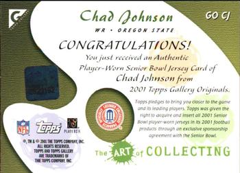 2001 Topps Gallery - Originals Relics #GO CJ Chad Johnson Back