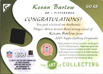 2001 Topps Gallery - Originals Relics #GO KB Kevan Barlow Back