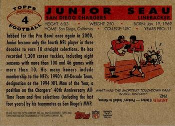 2001 Topps Heritage #4 Junior Seau Back