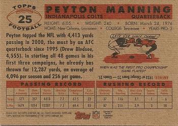2001 Topps Heritage #25 Peyton Manning Back
