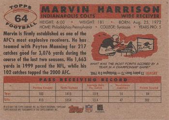 2001 Topps Heritage #64 Marvin Harrison Back