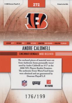 2008 Playoff Absolute Memorabilia - Rookie Premiere Materials AFC/NFC #272 Andre Caldwell Back