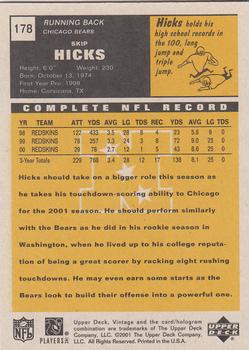 2001 Upper Deck Vintage #178 Skip Hicks Back