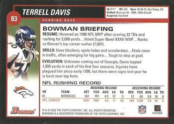 2002 Bowman #83 Terrell Davis Back